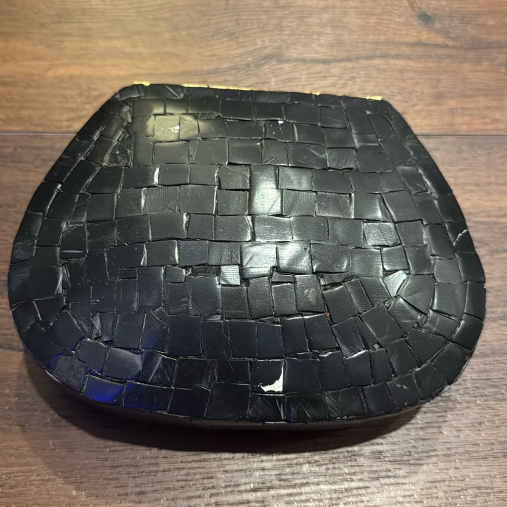 Ramla Mosaic Handmade Mosaic Moroccan Black Handbag with gold color chain. - Picture 2 of 9
